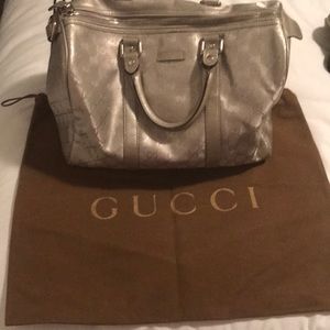 Silver Authentic Medium Boston Bag